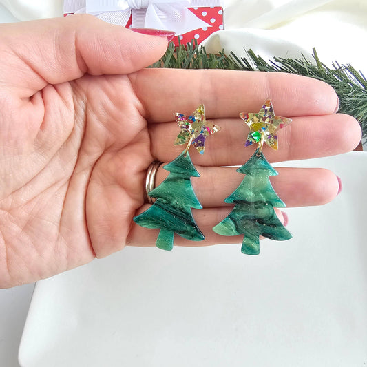 Star Christmas Tree Earrings