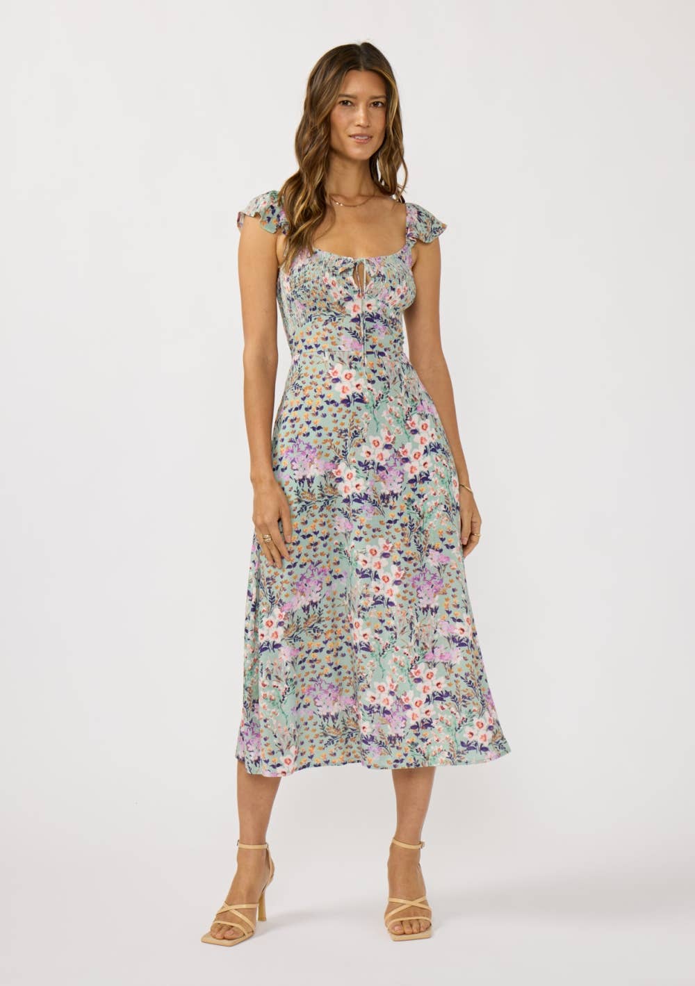 Front Lace Up Midi Dress