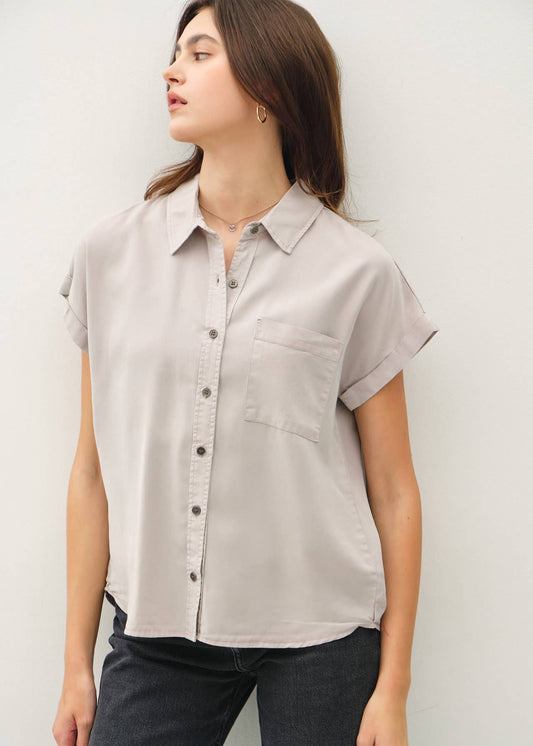 Dolman Short Sleeve Button Down