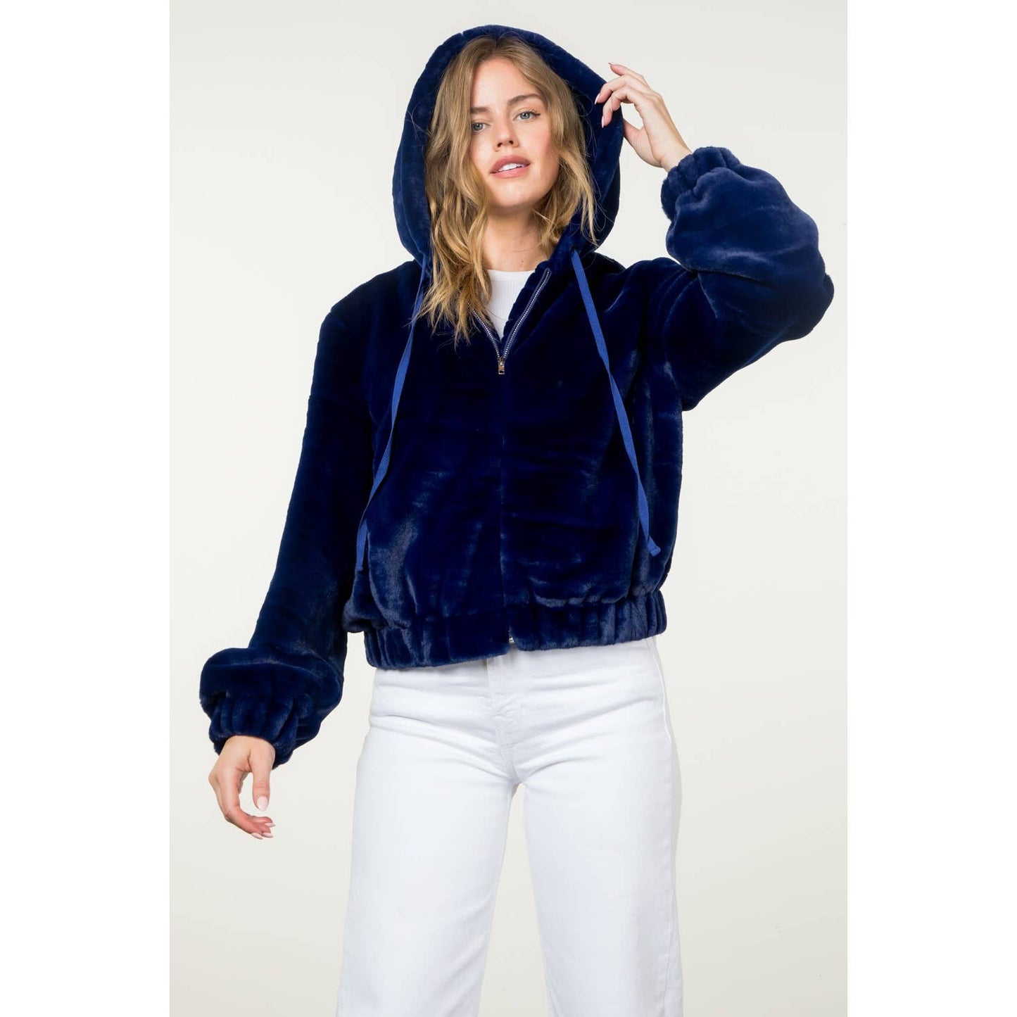 Deep Royal Faux Fur Jacket
