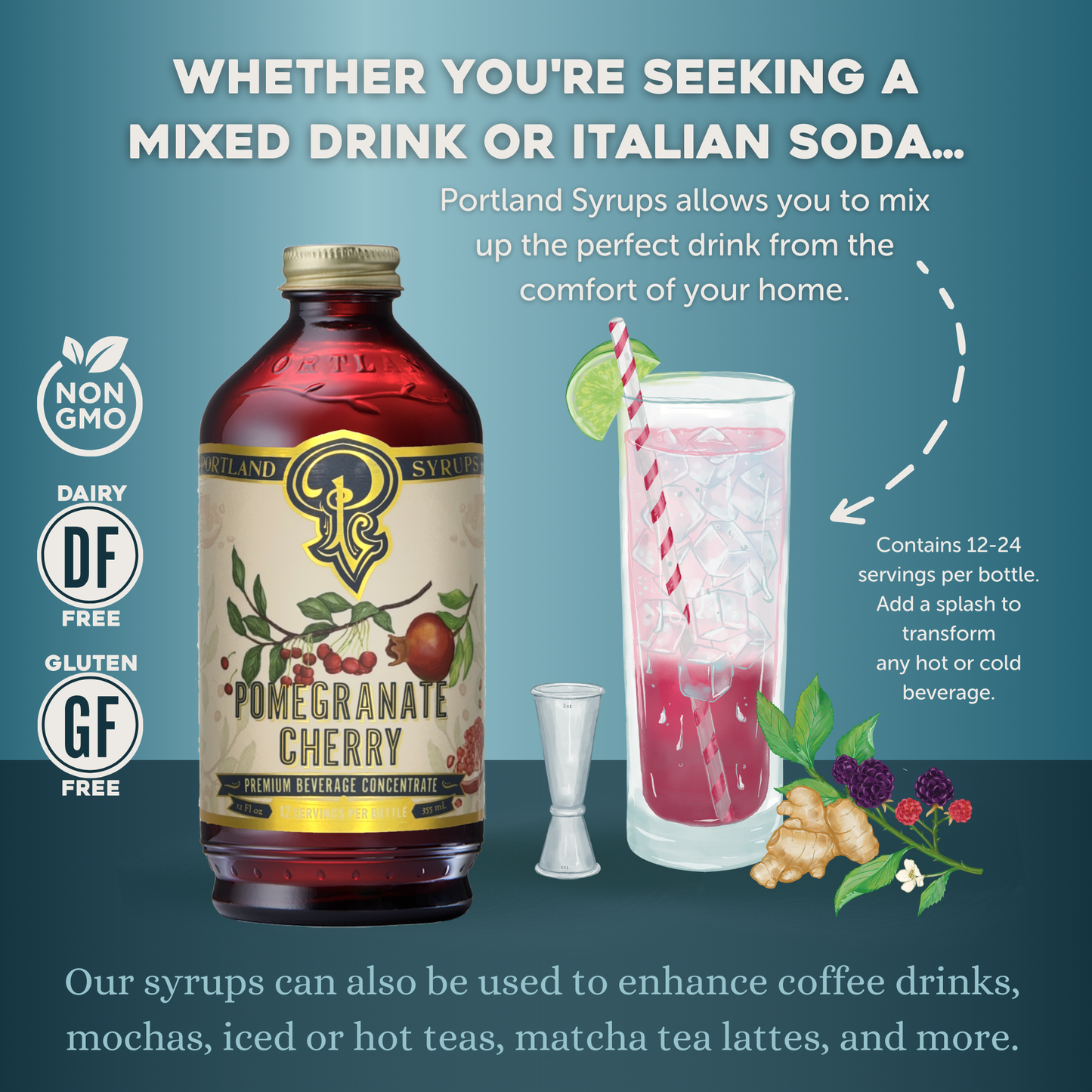 Pomegranate Cherry Syrup - Cocktail / Mocktail Mixer