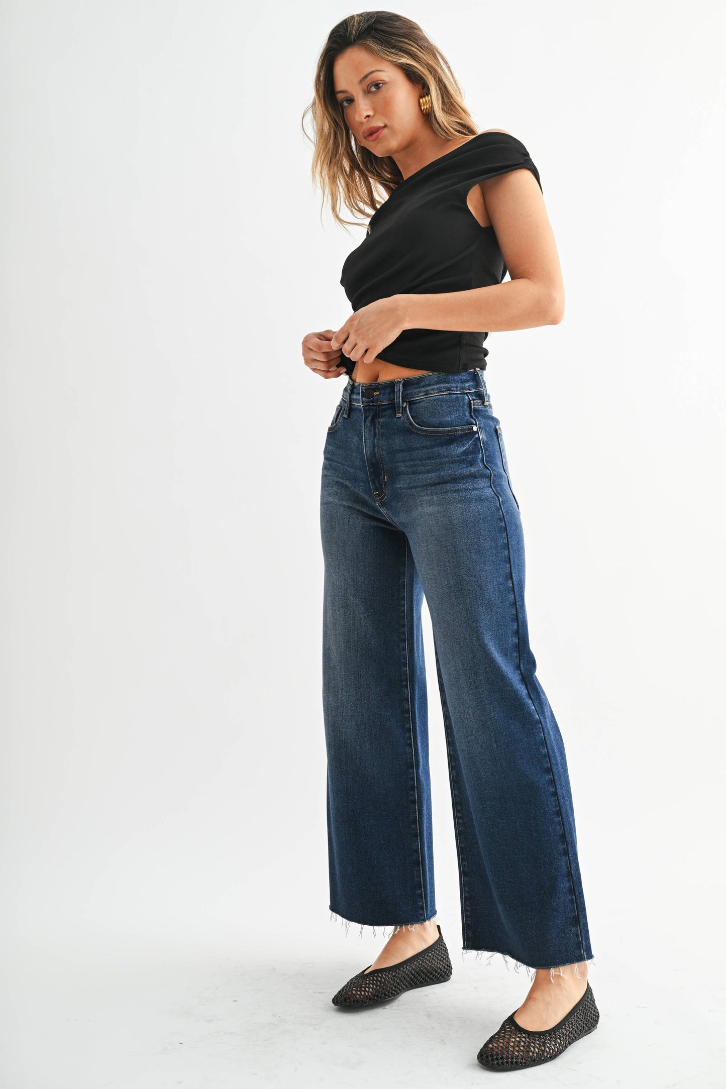 The Scissor Cut Wide Leg - Dark Wash