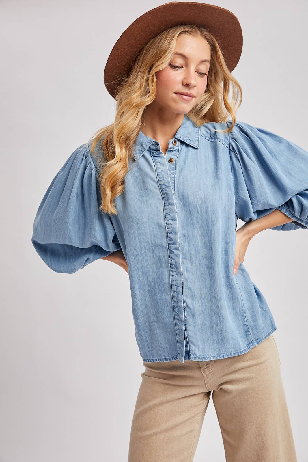 Denim Puff Sleeve Top