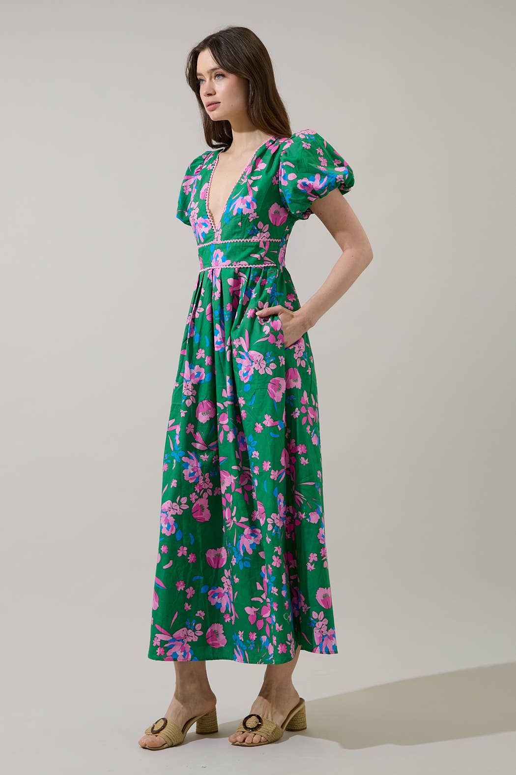 Julia Floral Pleated Maxi Dress