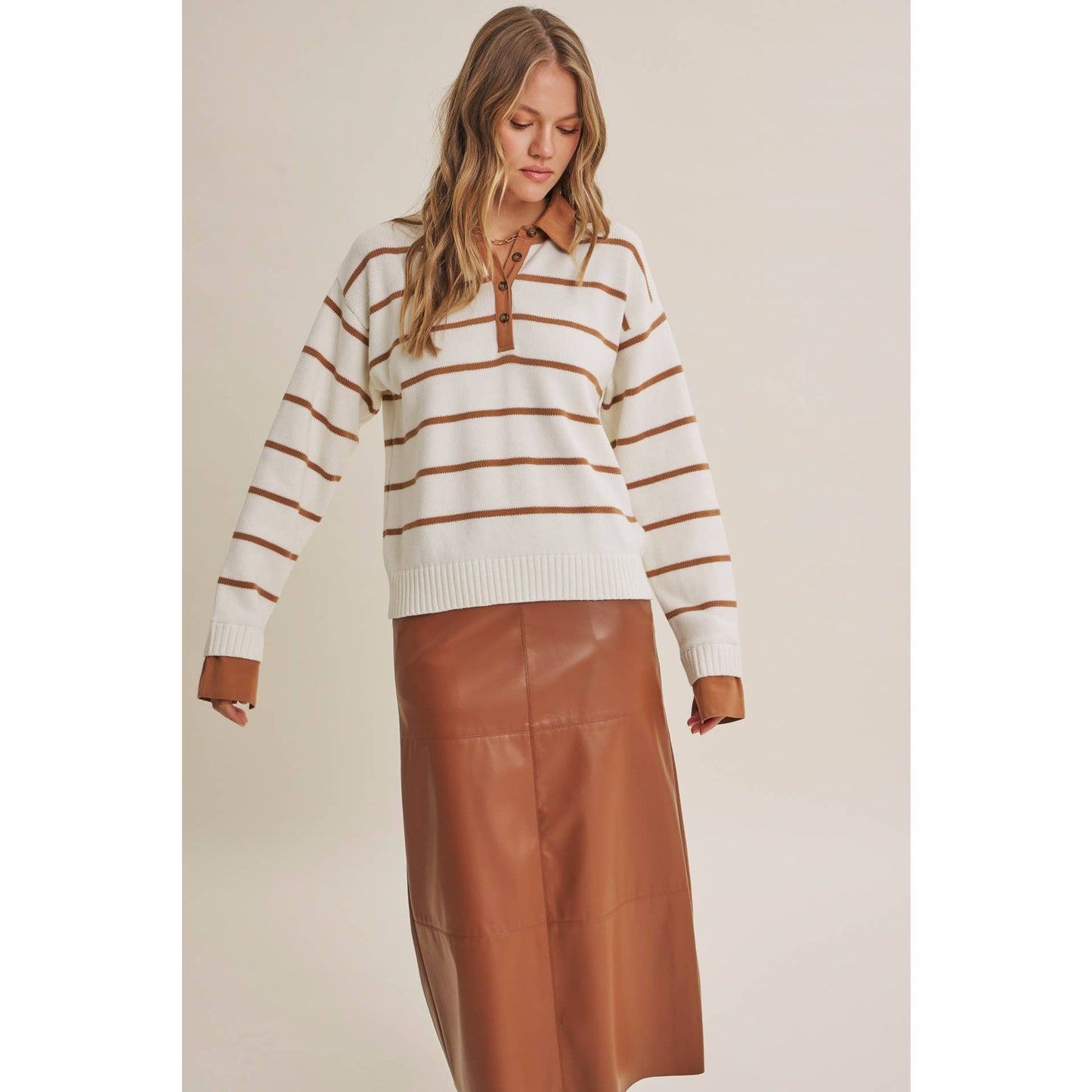 Heritage Striped Henley Sweater Top