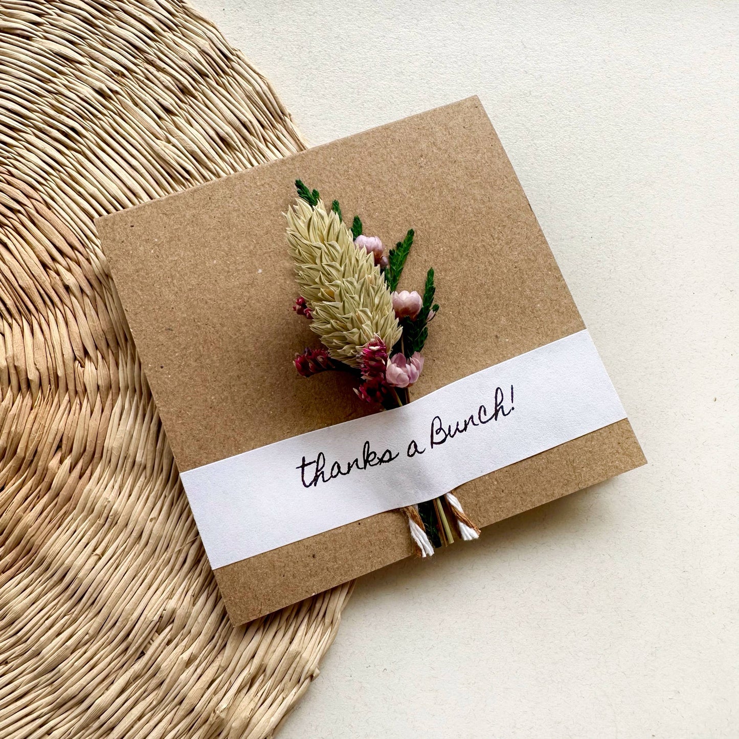 Thanks a Bunch Mini Dried Purple Floral Bouquet Card