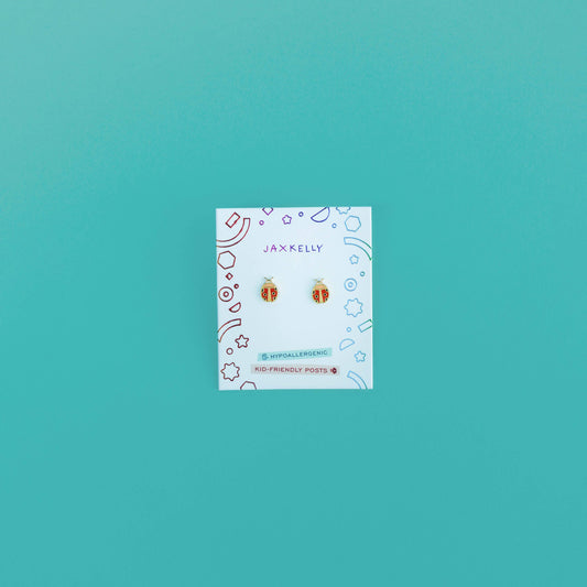 Ladybug Flat Back Kids Earrings