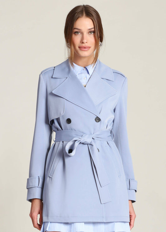 Periwinkle Belted Trench Coat