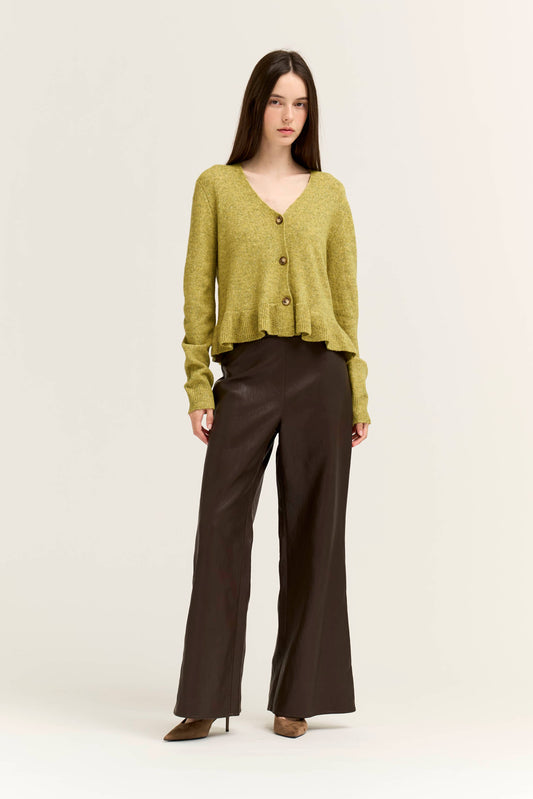 Citron Ruffle Hem Cardigan