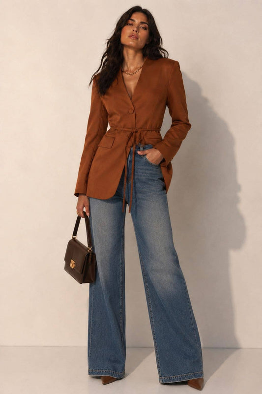 The Cognac Tie Detail Blazer