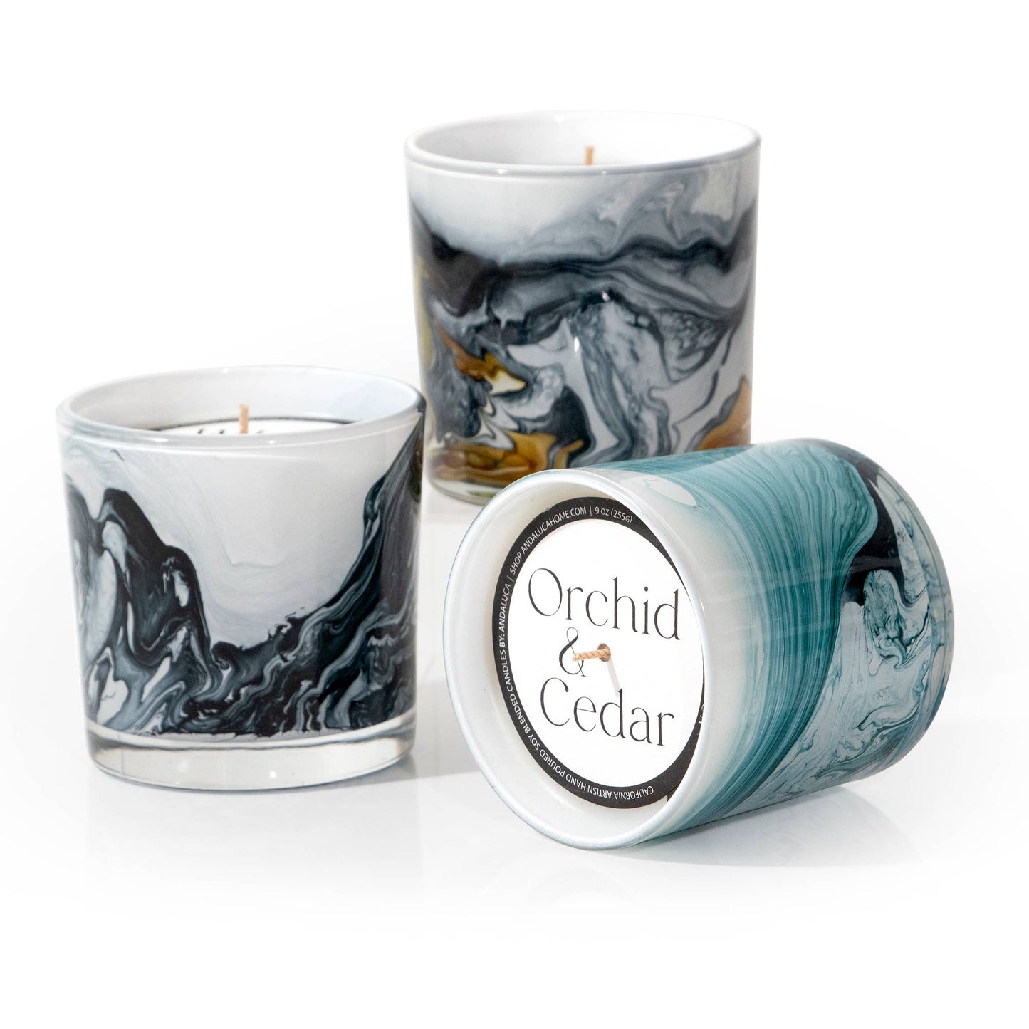 Orchid & Cedar Swirl Glass Candle