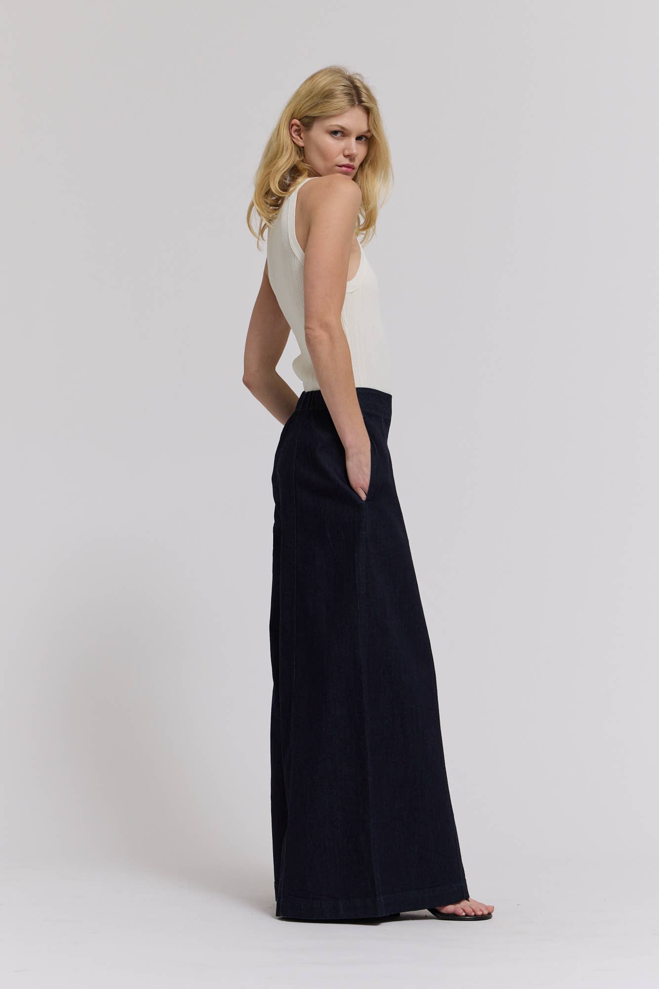 Denim Panel Maxi Pants