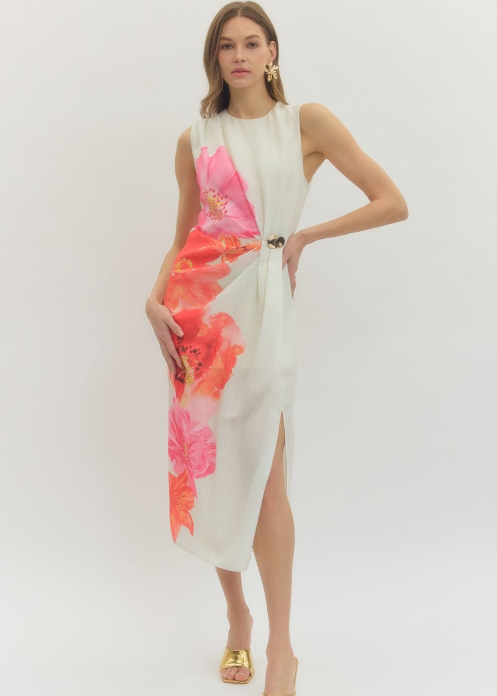 Floral Daze Side Detail Midi Dress