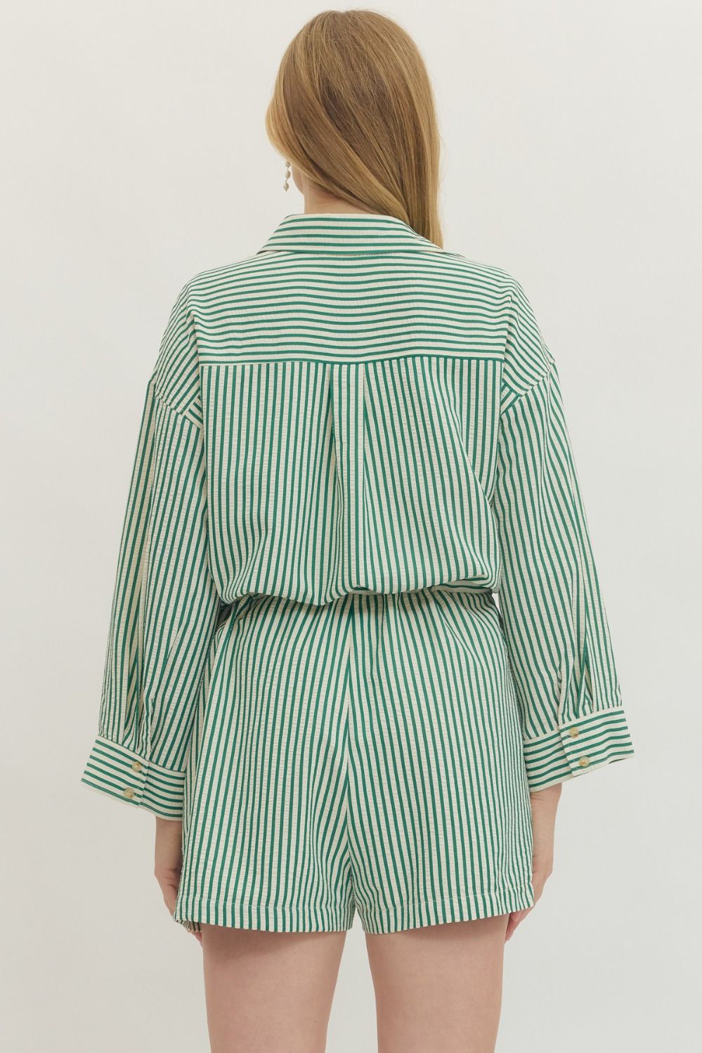 Natalie Cinche Waist Striped Romper