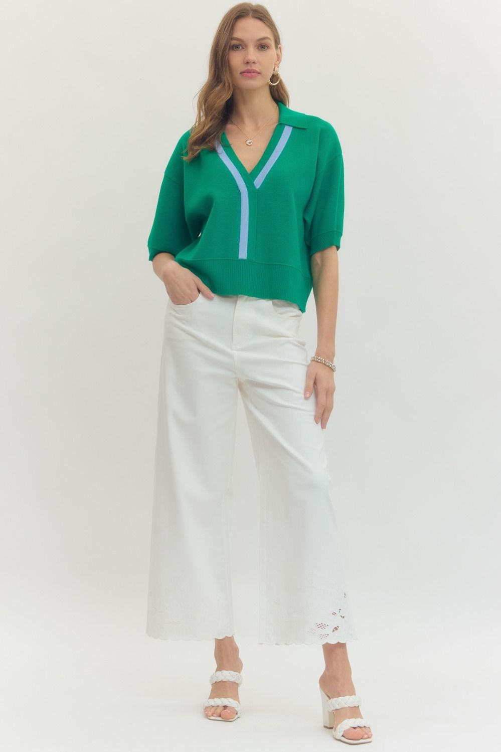 Melissa Collared Knit Top