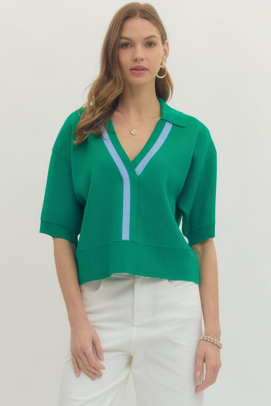 Melissa Collared Knit Top