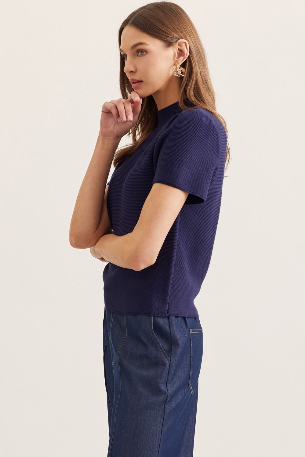 Textured Double Rib Knit Top