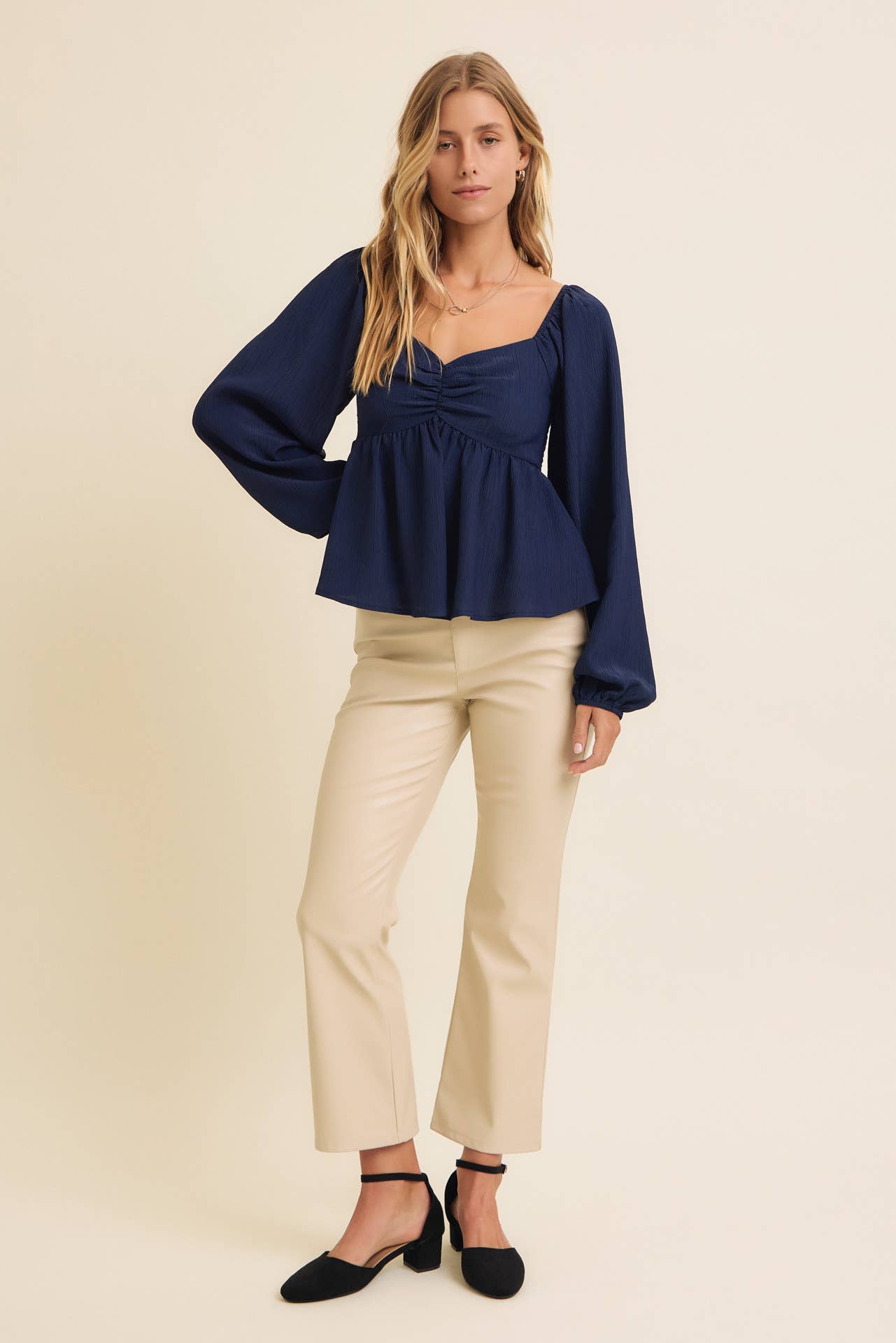 Crinkled Babydoll Blouse