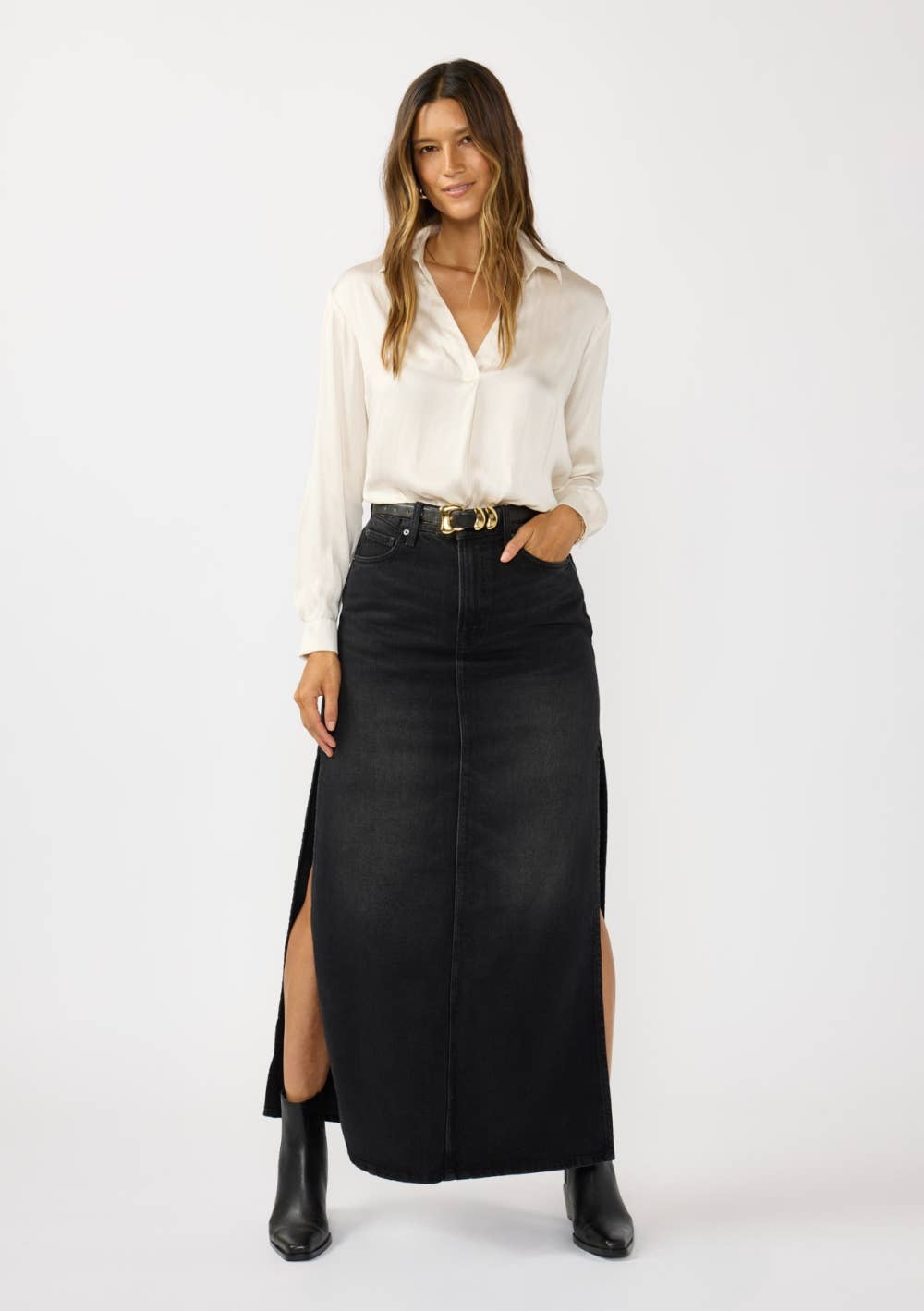 Split Neck Satin Blouse