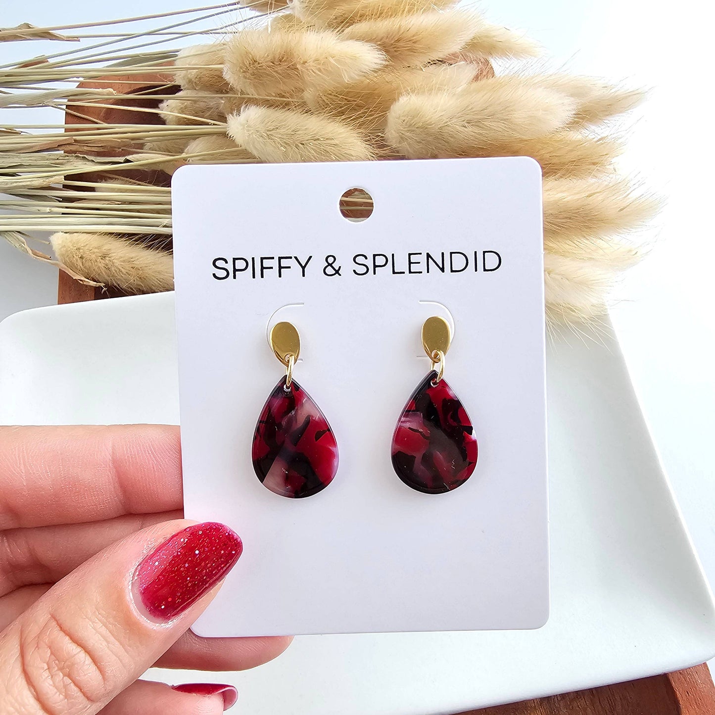 Leah Earrings - Burgundy