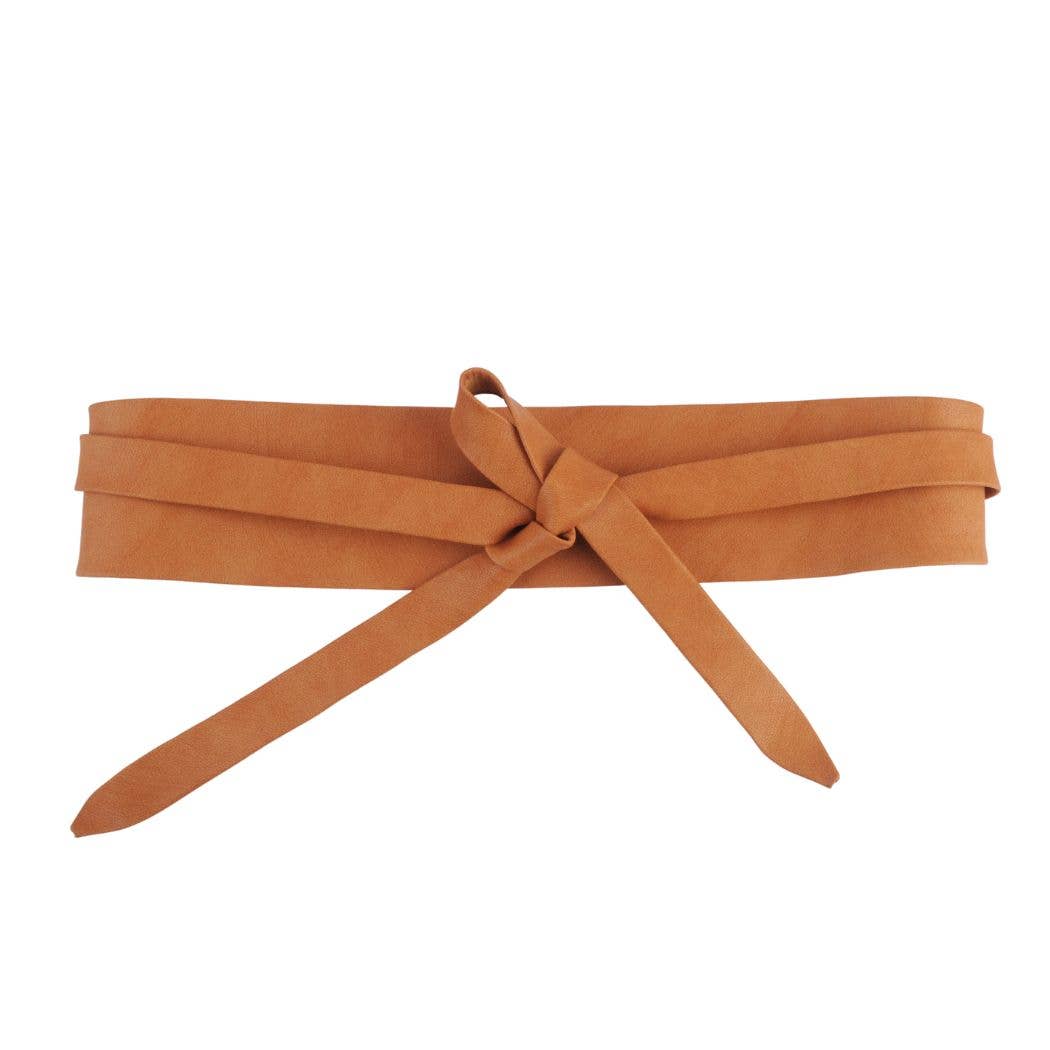 Camel Leather Wrap Belt