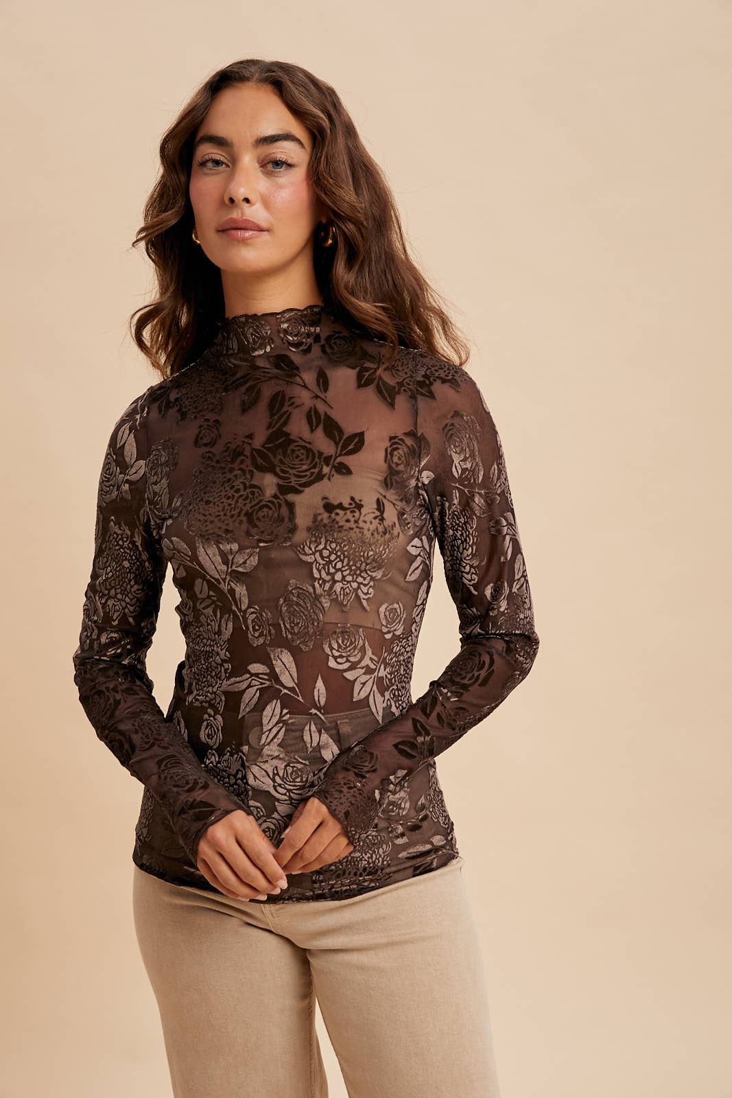 Burnout Velvet Mesh Top