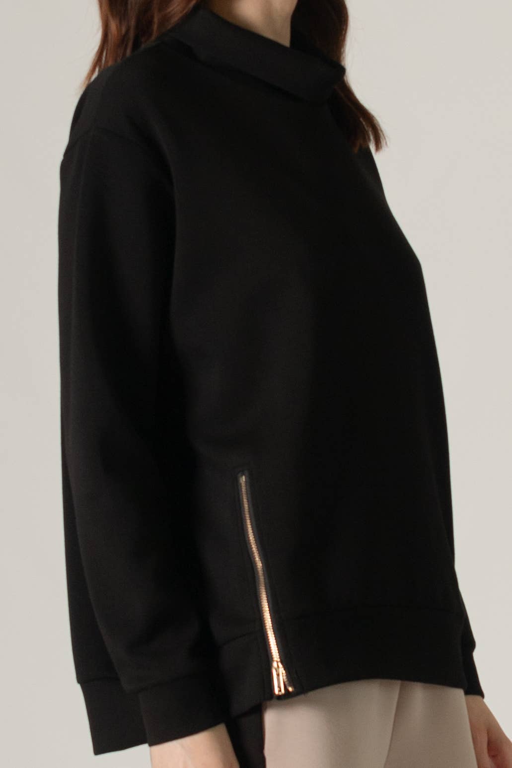 Butter Modal Side Zipper Top - Cocoa