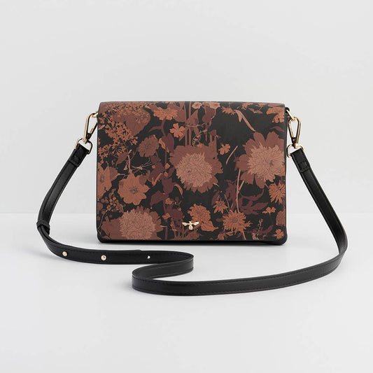 Deco Blooms Black Crossbody Purse