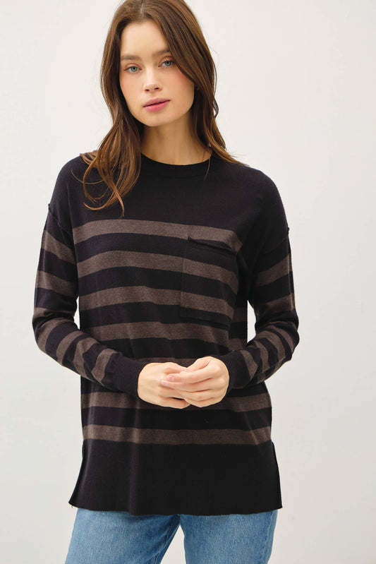 Sarah Striped Basic Sweater