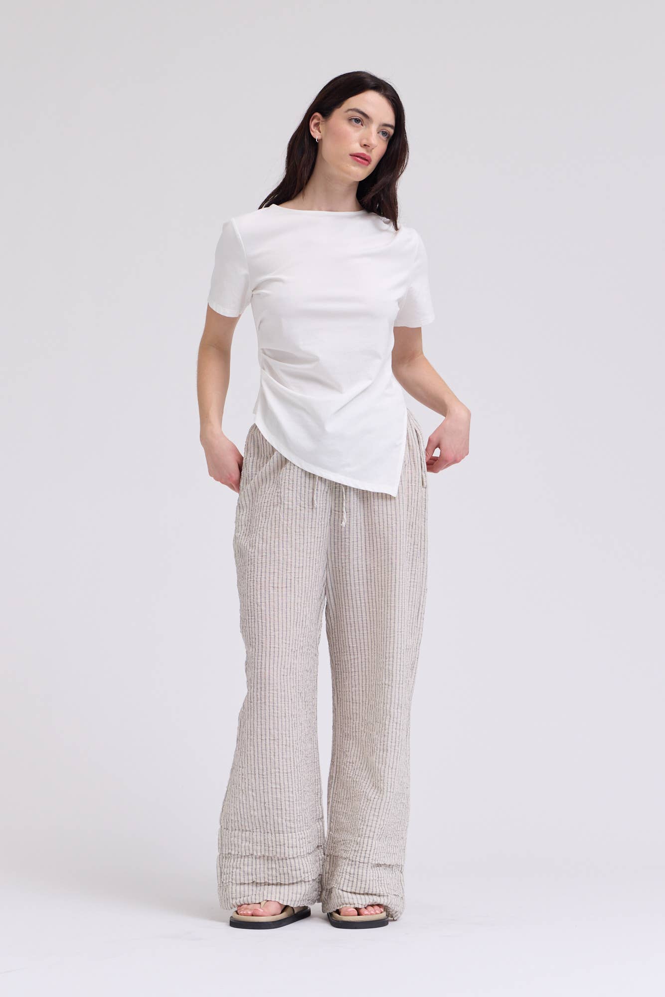 Asymmetric Jersey Top - Off White