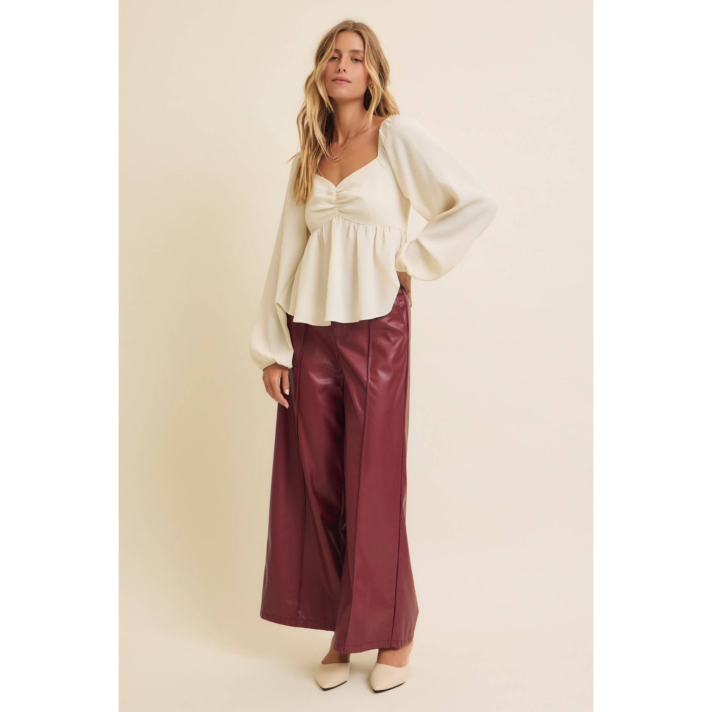Crinkled Babydoll Blouse