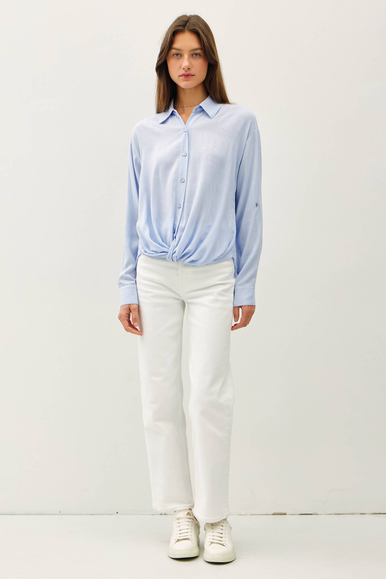 Twist Detail Button Down Shirt