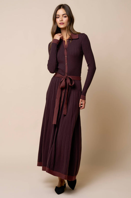 Rich Chocolate Knit Midi Dress
