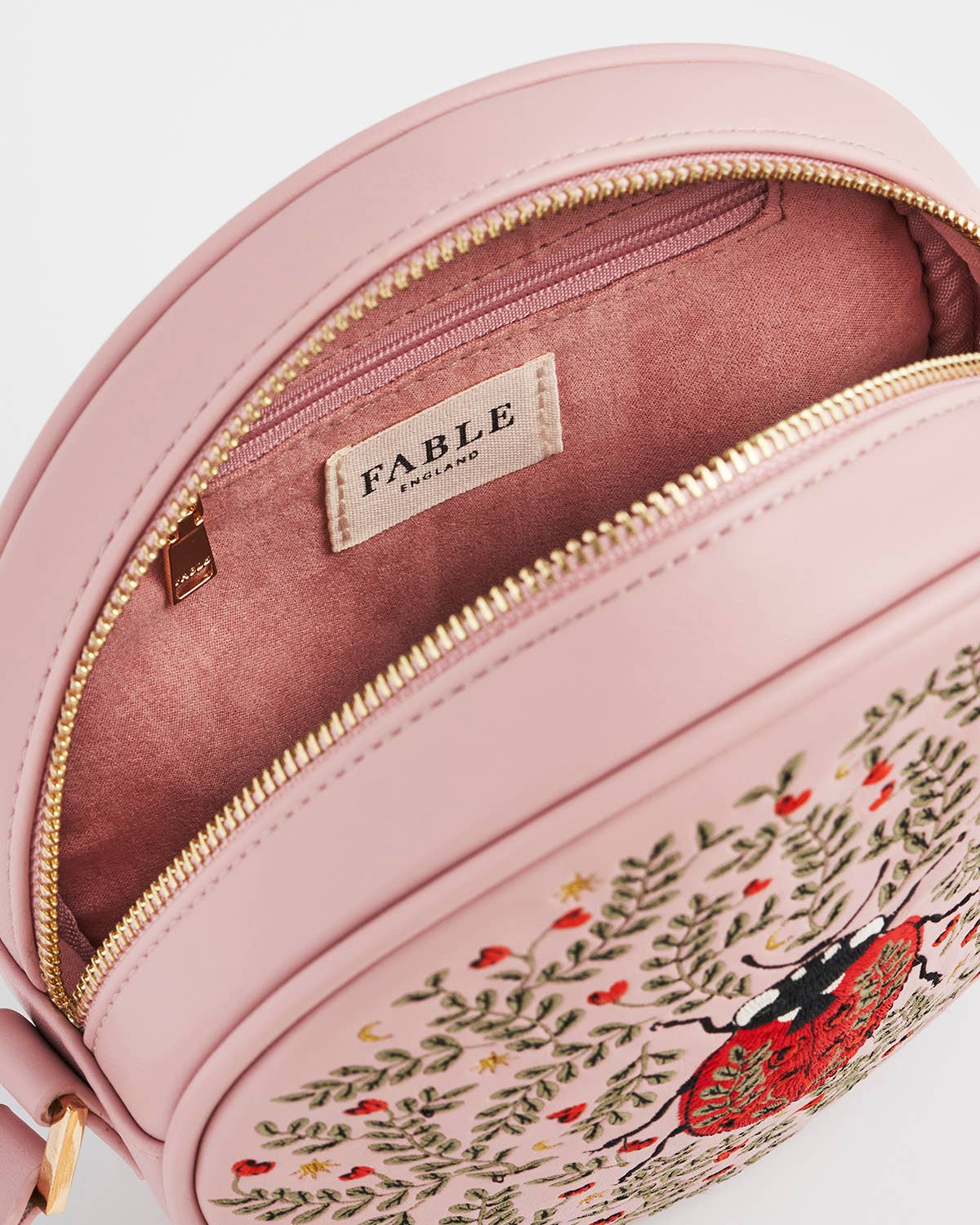 Ladybug Pink Embroidered Circle Bag