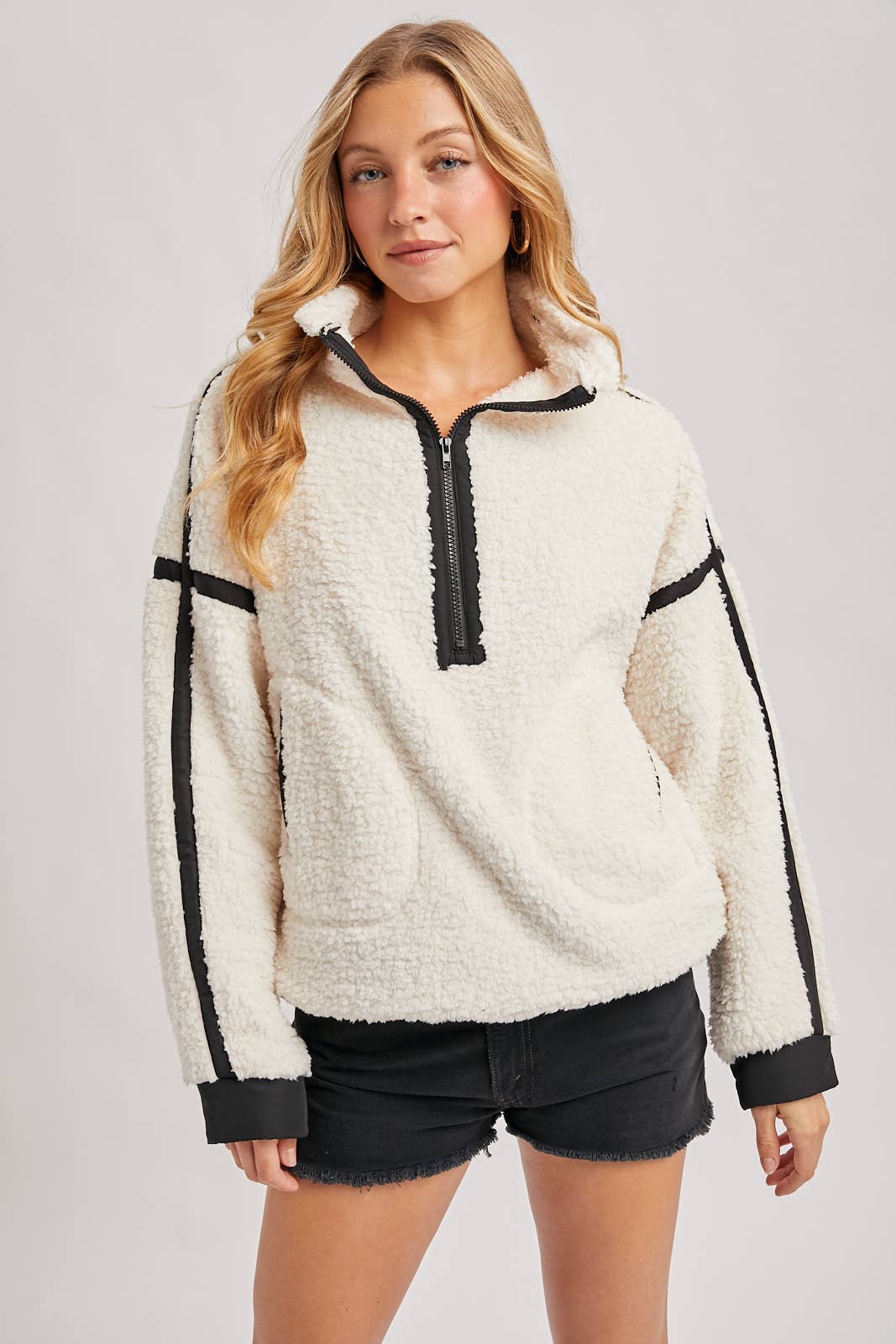 Contrast Sherpa Fleece Top