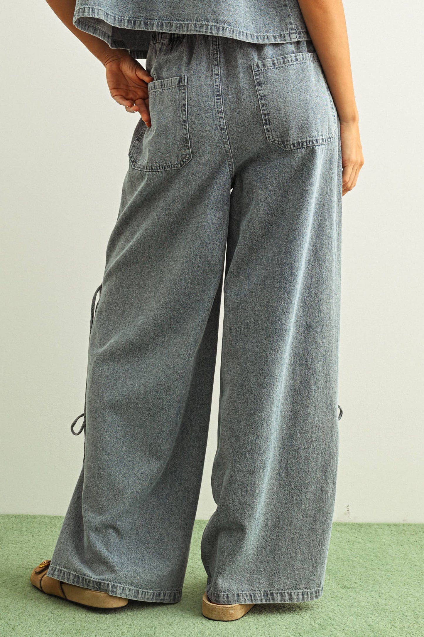 Denim Side Tie Pants