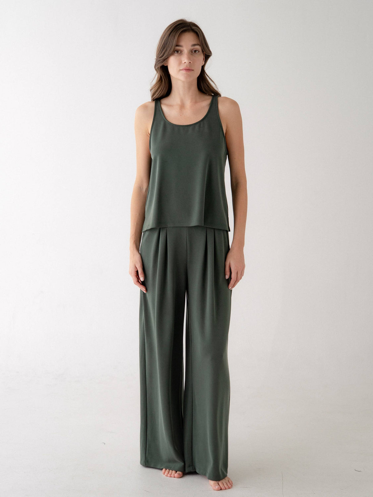 Pleated Wide Leg Lounge Pant
