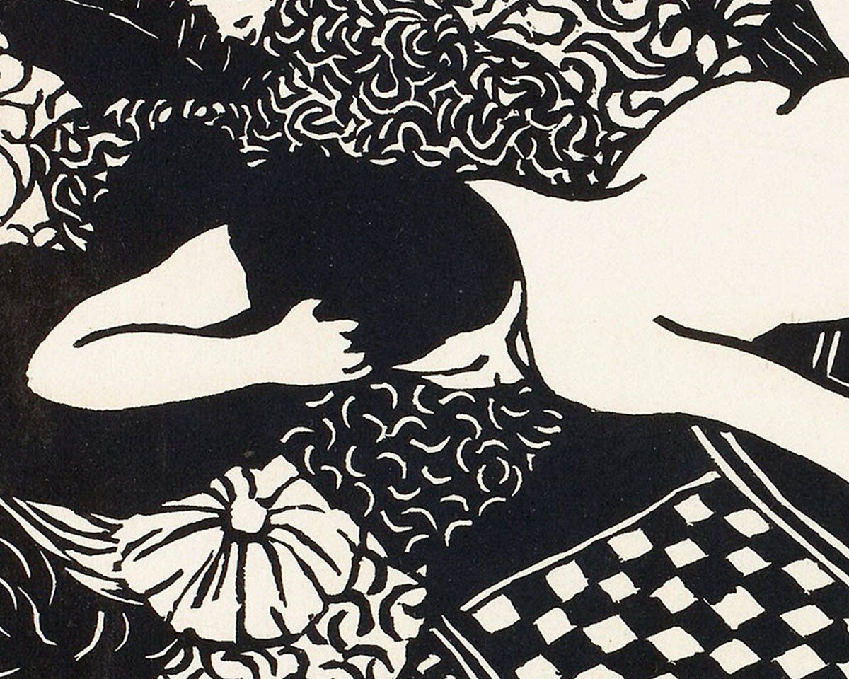 Vintage Nude Fine Art Print | Woman petting cat | Edvard Munch
