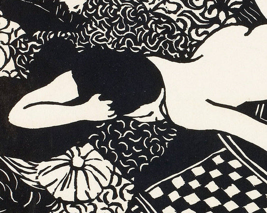 Vintage Nude Fine Art Print | Woman petting cat | Edvard Munch