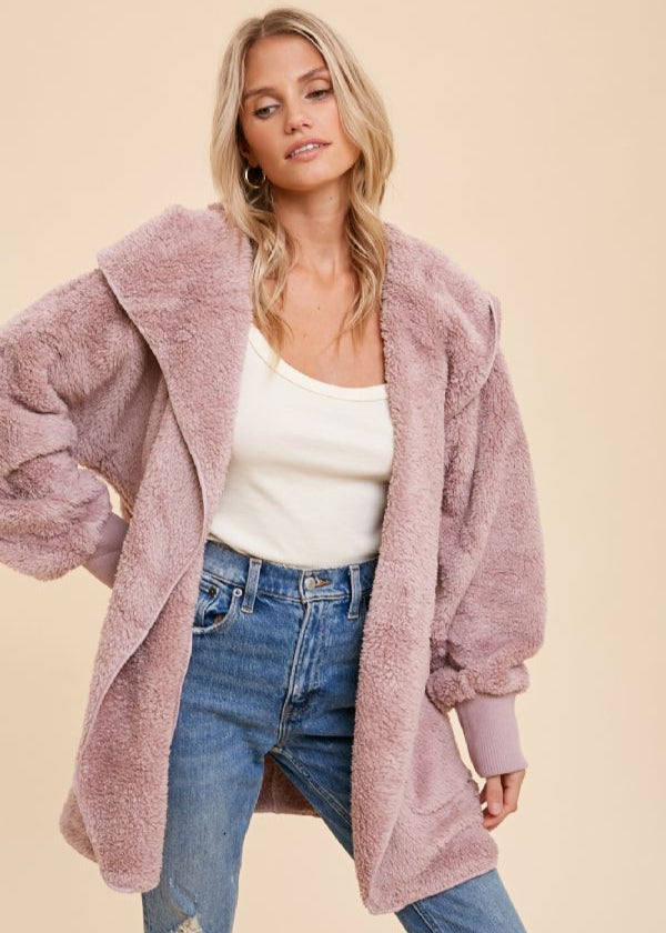 Cozy Plush Hoodie - Rose