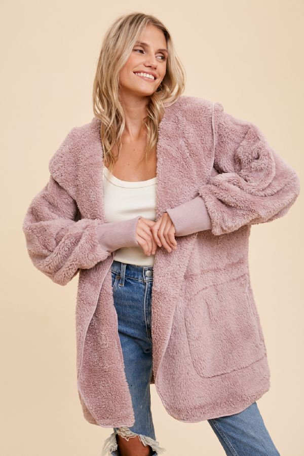 Cozy Plush Hoodie - Rose