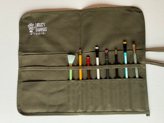 Canvas Paintbrush Roll & Pencil Holder