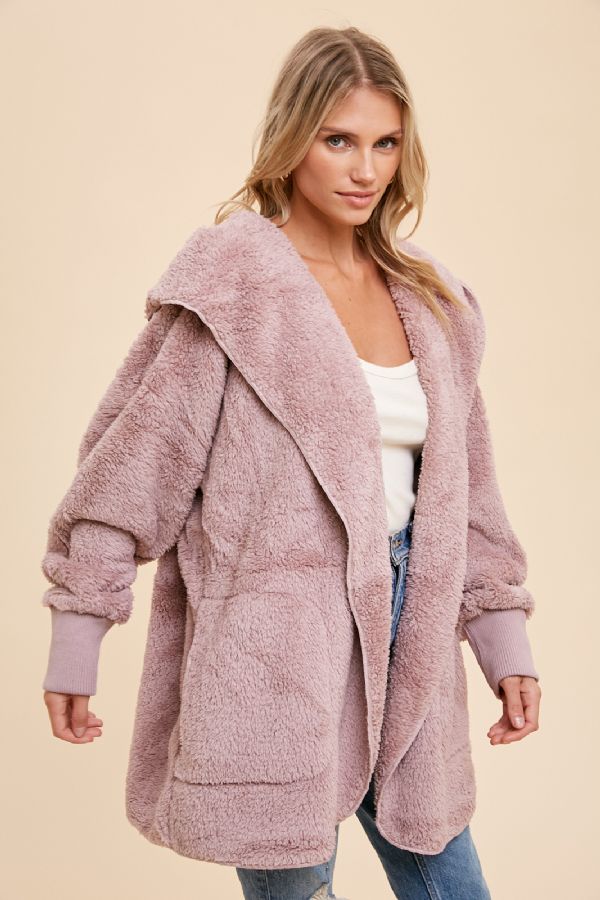 Cozy Plush Hoodie - Rose