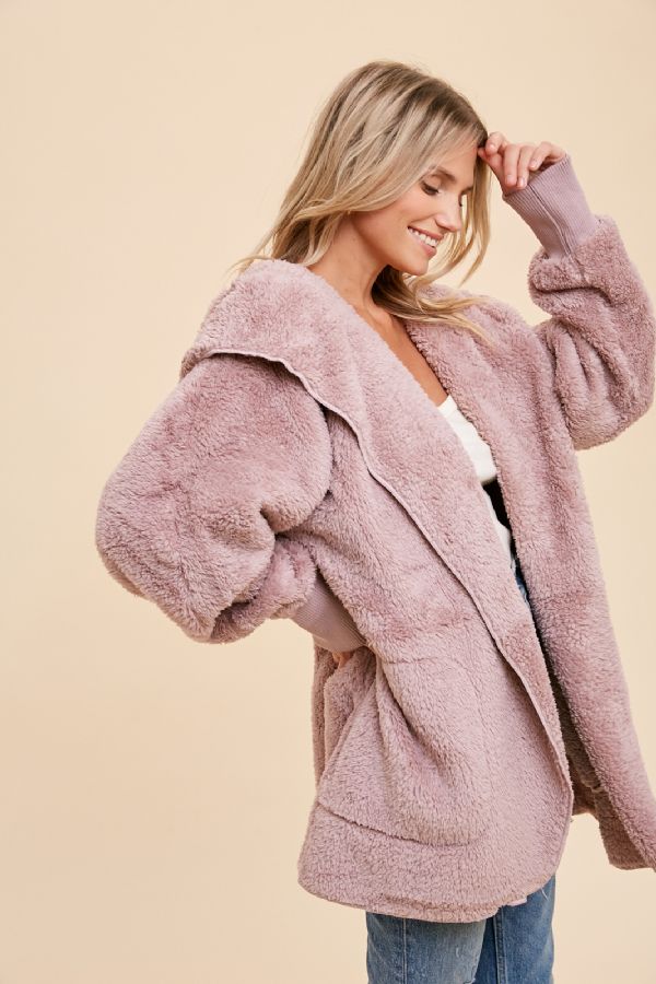 Cozy Plush Hoodie - Rose