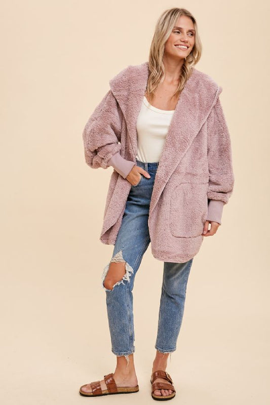 Cozy Plush Hoodie - Rose
