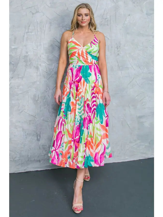 Vibrant Tropical Midi Dress