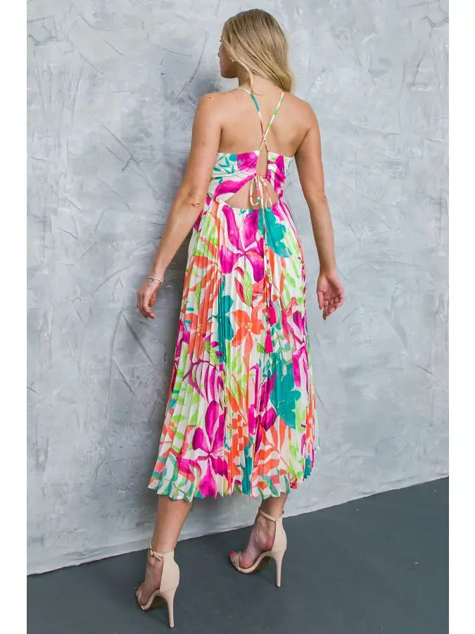 Vibrant Tropical Midi Dress