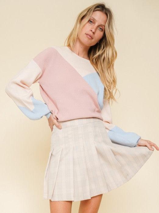 Check Pleated Mini Skirt