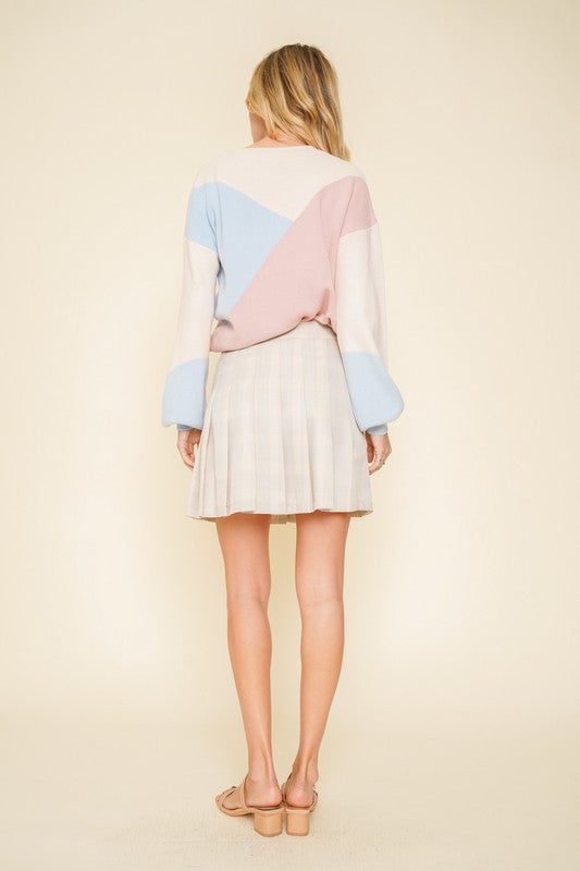 Check Pleated Mini Skirt