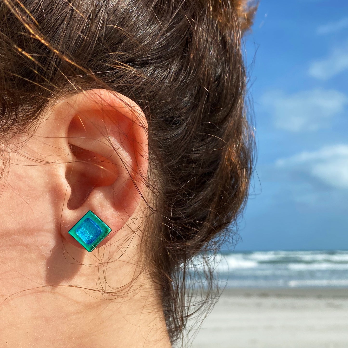 Glass Studs - Turquoise & Teal